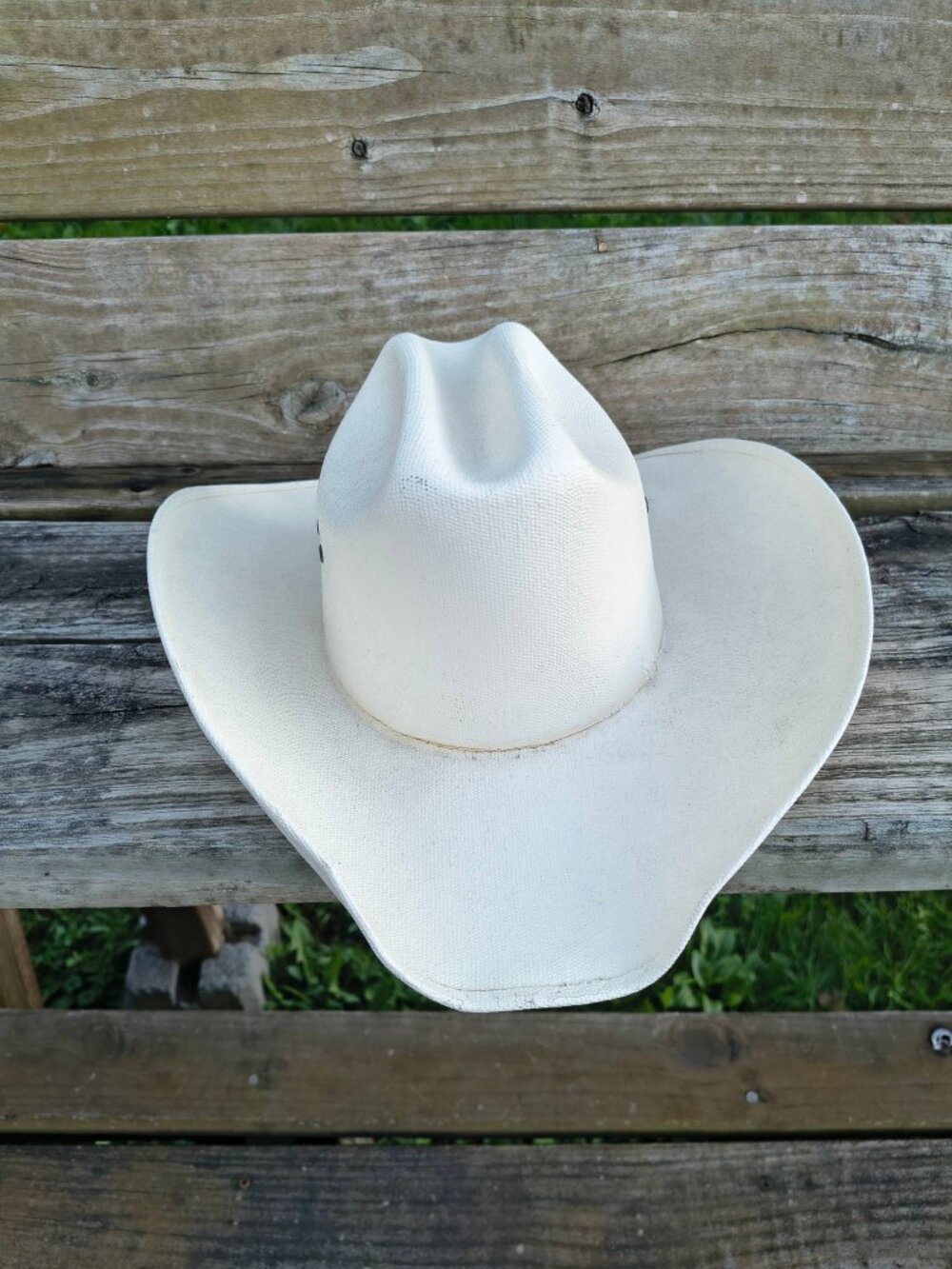 Cream Straw Cowboy Hat Mens Size 7 Western Rodeo Ranch Wide Brim Ventilated